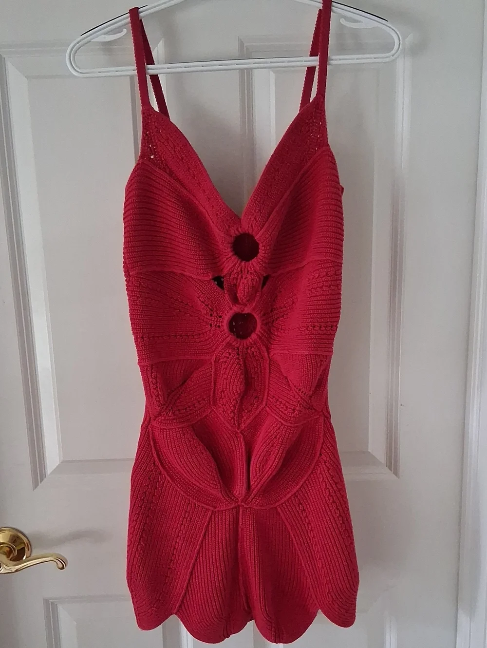 Cult Gaia RTR Marlow Red Knit Cutout Spaghetti Strap Mini Dress Size XL - Picture 7 of 15